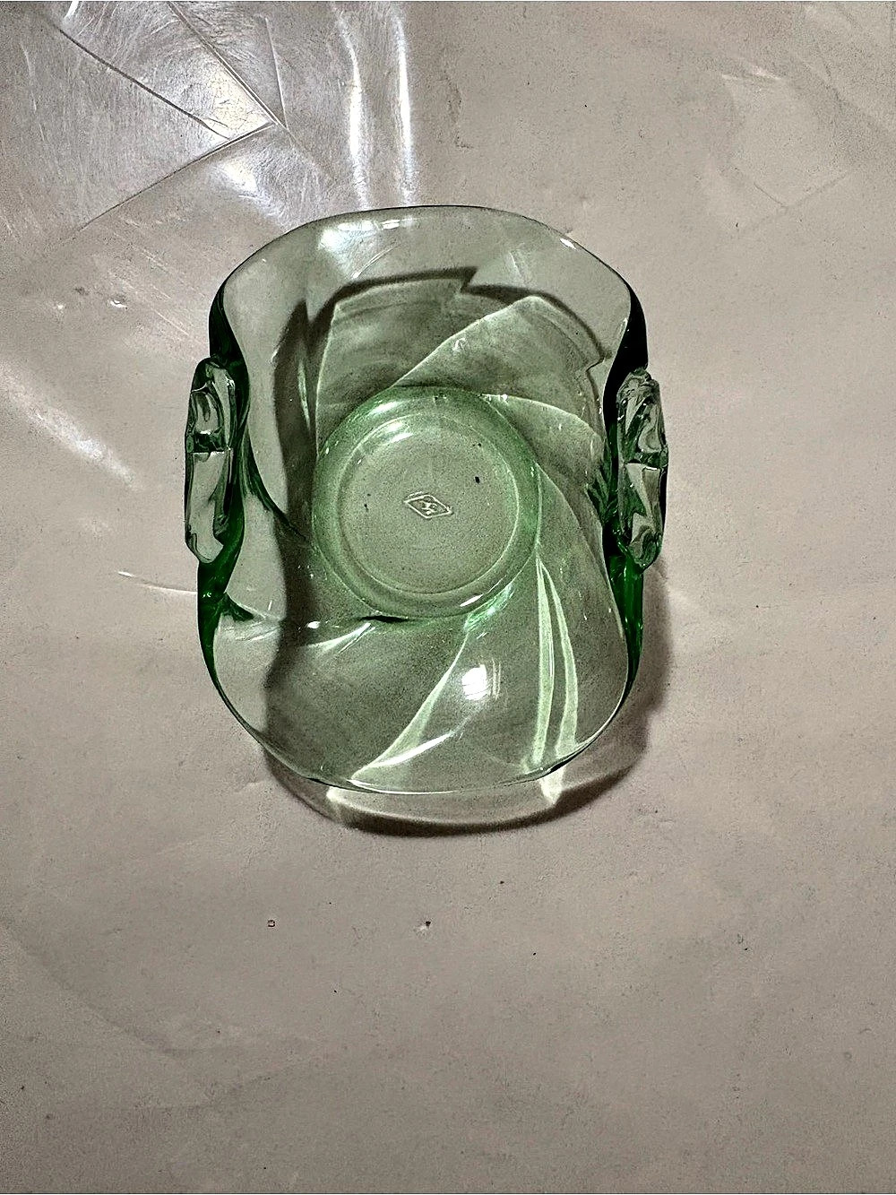Heisey Glass Moongleam Bon Bon Candy Dish Twist Pattern Unmarked 7" Handled